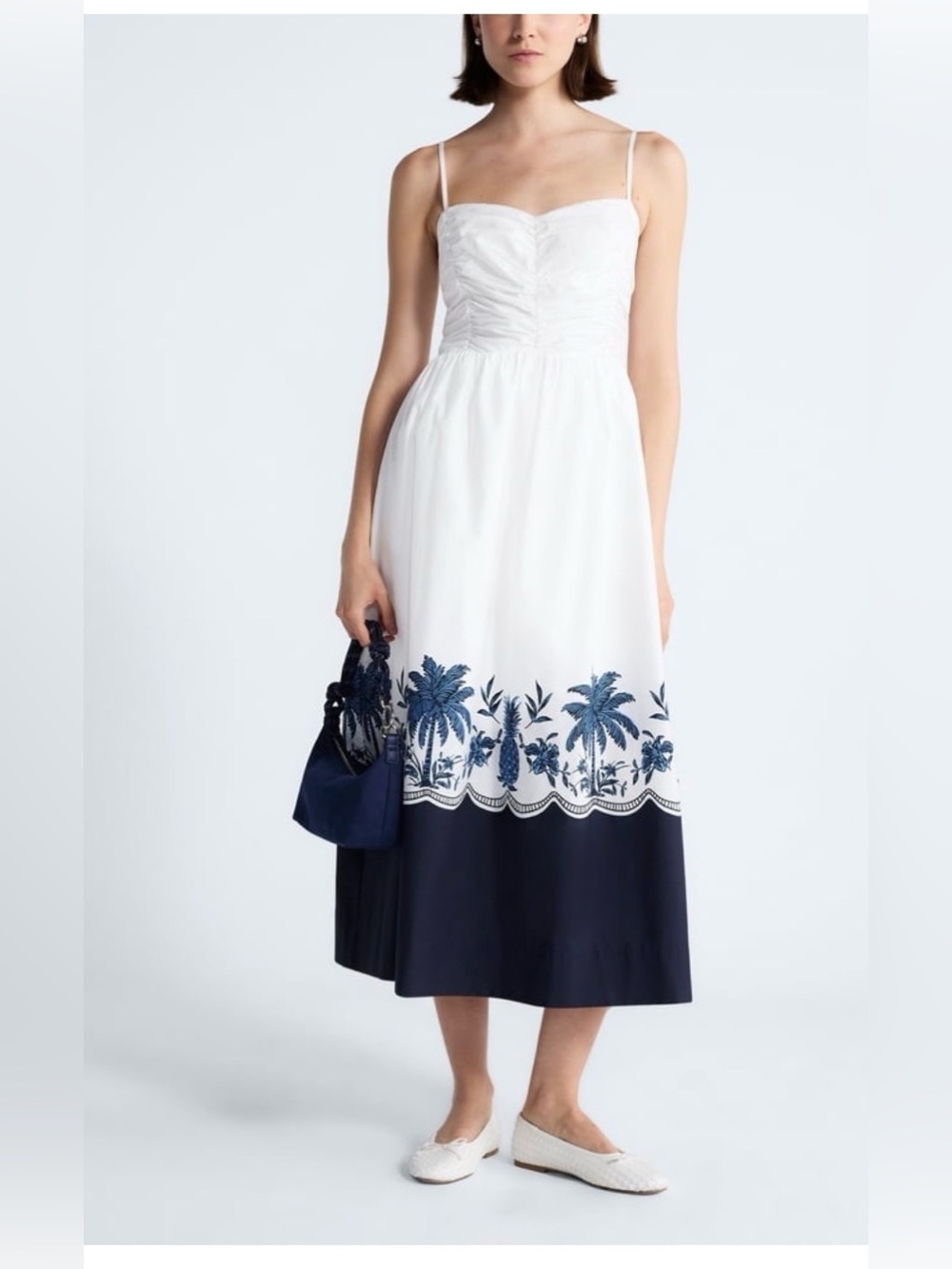 Free Assembly Women’s Sleeveless Rushed Cotton Midi Dress